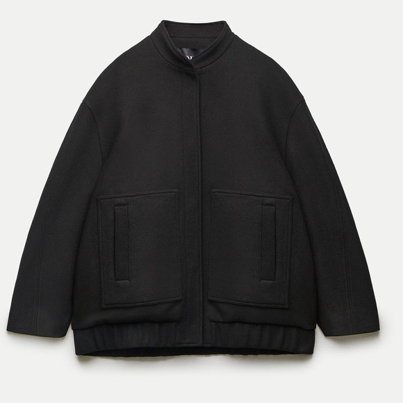 ZARA oversized wool black bomber jacket - Picture 8 of 12